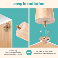 Pieds de canapé modernes en bois de caoutchouc robustes et durables pour hôpital, cuisine, salon, chambre, extérieur, atelier, lit, table basse – Installation facile