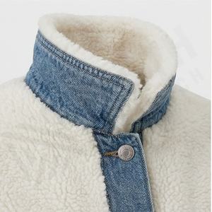 Veste en jean pour femmes, manches longues, poches sur le devant, manteaux en jean pour femmes, couleur personnalisée, rembourrage en coton, vêtements d'extérieur élégants, vêtements décontractés - Product Image 4