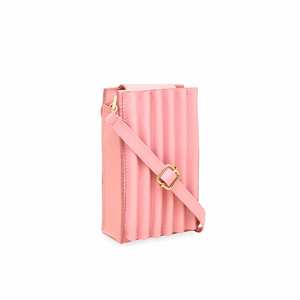 Bolsa de cosméticos Rosa informal con logotipo personalizado, bolsa de maquillaje duradera de PU con cierre de cremallera, material de poliéster de PVC suave con patrón geométrico - Product Image 2