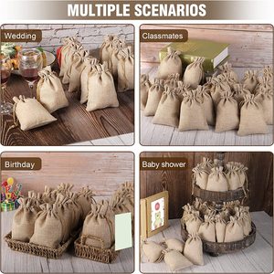 ถุงของขวัญขนาดเล็กถุงผ้ากระสอบที่มีเชือกดึงนำมาใช้ใหม่ได้ถุงปอกระเจาสำหรับงานวันเกิดงานแต่งงานงานปาร์ตี้วันฮาโลวีนเทศกาลคริสต์มาส - Product Image 6