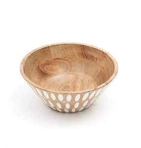 Antique <b>White</b> Handcrafted Wooden Food <b>Serving</b> <b>Bowls</b> Customized Eco-Friendly Handmade Bulk <b>Bowls</b> for Sale in India - Product Image 1
