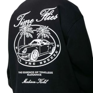 เสื้อสเวตเตอร์คอกลมคอกลมขนาดใหญ่สำหรับใส่สบายผ้าคอตตอนผ้าฟลีซสีดำสวมใส่สบาย - Product Image 4