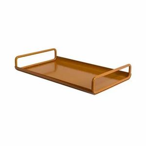 Restaurant Hotel Supplies <b>Light</b> Grey Handmade Rectangular Aluminium Serving Tray Gold-Plated Modern Minimalist Design Decorative - Product Image 4
