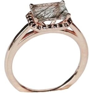 Anillo de mujer Rutilo negro natural y espinela negra Piedra preciosa Piedra natal genuina Joyería hecha a mano de Navidad Anillo de plata esterlina 925 - Product Image 1