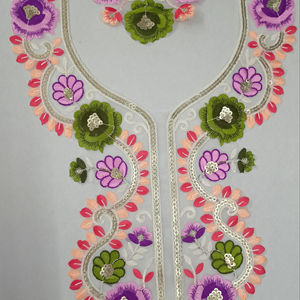 Cuello de cuello bordado de gama alta en tela de red con diseño de lentejuelas brillantes para blusa de diseñador Kurti vestido de sastrería étnica - Product Image 1