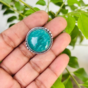 Bagues Bohèmes en Amazonite Naturelle en Gros, Plaqué Argent 925, Bijoux Écologiques et Tendance en Turquoise Huître - Product Image 2