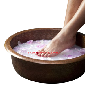 Bol de pédicure en cuivre pur martelé à la main Spa pour les pieds et traitements de salon bassin de bain de pieds élégant pour manucure et pédicure - Product Image 6