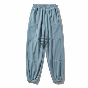 Pantalons de survêtement en molleton 100% coton personnalisés à la vente chaude, lavés à l'acide, tissu tricoté étoiles, streetwear, fermeture éclair à la cheville, avec étiquette en caoutchouc pour hommes - Product Image 1