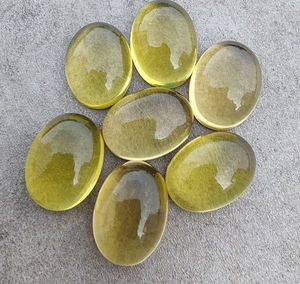 "AAA เกรดสีเหลืองเลมอนควอตซ์รูปไข่ทรงรีหินอัญมณีด้านหลังแบนกำหนดขนาดได้เอง" - Product Image 3