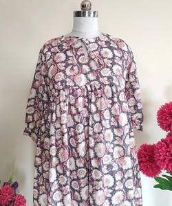 Vestido Informal de Algodón Indio, Vestido Midi Estampado Hecho a Mano, Vestido Largo de Algodón de Verano, Ropa de Estilo Bohemio para Mujer, Ligero e Informal - Product Image 1