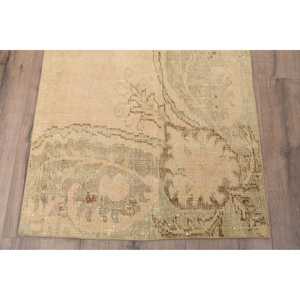 Vintage Turkish Runner Rug 2.9x8.5 ft, <b>Brown</b> Plants & trees Rug <b>Wool</b> - Product Image 2