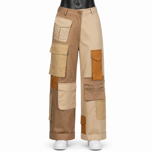 Pantalones Cargo de Patchwork Personalizados al por Mayor, Pantalones de Calle de Algodón de Alta Calidad con Pierna Ancha y Múltiples Bolsillos para Hombre - Product Image 1
