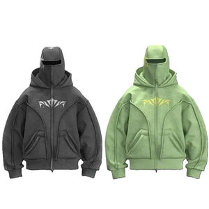 Sudadera con Cremallera de Moda Otoño Invierno 2024, Marca Personalizada, Estilo Urbano, Sudadera con Capucha de Forro Polar Retro Y2K para Hombre, Corte Regular, Tejida, 4XL - Product Image 3