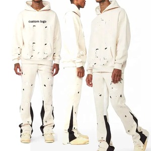 Nouveaux Survêtements Homme Coupe Droite Évasée en Coton Lourd Uni Qualité Supérieure 100% Coton Confortables Respirants Style Athlétique - Product Image 4