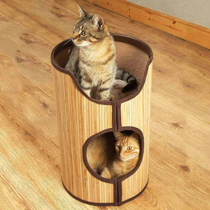 Chat en bambou écologique avec deux zones de couchage lit tour pour chat à double niveau pour petits animaux vente en gros du Vietnam - Product Image 3