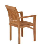 Chaise de salle à manger d'extérieur moderne en teck, finition naturelle, fauteuil empilable Jepara, assise confortable et durable pour la maison, le bureau, la villa, le parc