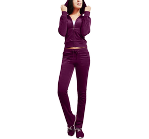 Vêtements d'extérieur sur mesure pour femmes, ensembles de survêtement d'hiver en coton 100% uni, 2 pièces, ensemble long de haute qualité - Product Image 1