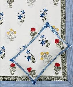 Handcrafted 100% Cotton Jaipuri Bedsheet With Border Design Hand Block Printed Soft Cotton Bedsheet With Pillow Cover Set - Product Image 4