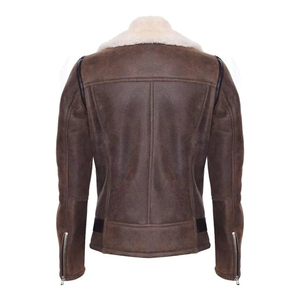 Chaqueta de cuero con estilo personalizado nuevo diseño piel de oveja Vintage Color sólido hombres mujeres chaquetas de cuero Unisex - Product Image 3