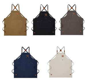 Tablier en coton sans manches professionnel personnalisé réglable pour hommes et femmes couverture réutilisable de cuisine à rayures bleues - Product Image 3