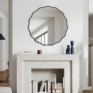 Espejo de Pared con Marco de Metal Dorado Art Deco con Esquinas Festoneadas para Tocador Moderno en Baño, Dormitorio, Decoración de Bodas - Product Image 4