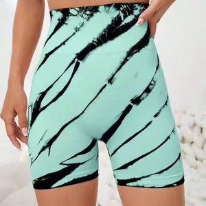 Nuevos Pantalones deportivos sin costuras para mujer, pantalones cortos de motorista a rayas con tinte de corbata para gimnasio, pantalones cortos de Yoga de secado rápido elásticos de cintura alta - Product Image 2