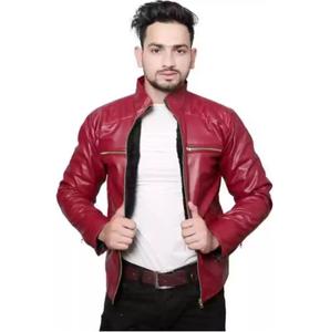Veste de motard en cuir véritable pour homme avec fermeture éclair et poches, qualité supérieure, personnalisable, collection hiver 2026, vente en gros - Product Image 4