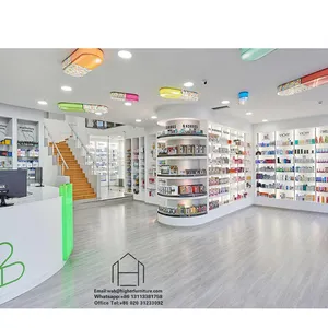 2022 Drugstore display cabinet with drawer system / Pharmacy shop interior design with 3D drawing