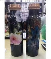 Bouteille d'eau potable en cuivre naturel finition laiton antique 1,0 L sans BPA avec boîte cadeau noire - Articles de bar écologiques réutilisables