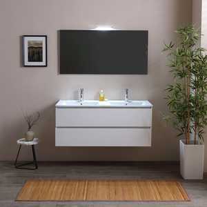 120 cm White Bathroom Cabinet <b>with</b> 2 Drawers and LED <b>Light</b> Double Sink Belize LED Mirror - Product Image 2