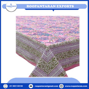 Mantel de mesa de comedor hecho a mano de nueva tendencia 100% algodón con exquisitos diseños florales bloque de mano impreso en venta mantel - Product Image 2