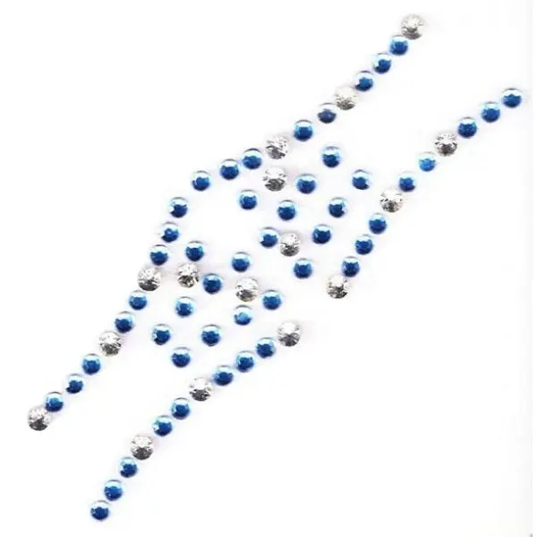 नीले और सफेद पत्थर बिंदीदार पैटर्न सुंदर क्रिस्टल हीरा आभूषण नेत्र टैटू दर्द रहित स्टीकर के लिए देवियों महिला लड़की महिला
