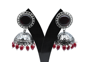 Joyería de moda con estilo de diseño de moda más vendida, pendiente de Jhumka con cuentas de piedra polaca antigua negra para mujeres y niñas - Product Image 2