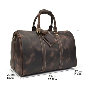 Vêtements d'hiver pour hommes les plus vendus sacs de sport en cuir de vachette nouveauté hommes sacs de sport en cuir de vachette à la mode avec poches - Product Image 3