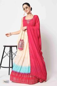 Chinon Fil de Soie Brodé Semi-Cousu Collection Lehenga Choli pour Mariages et Fêtes - Product Image 2