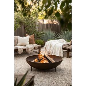 Tazón de hierro fundido de gran tamaño Metal rústico Kadai Garden Fire Pit Precio competitivo Farmhouse Garden Wood Log Hoguera Bowl & Kadai - Product Image 2