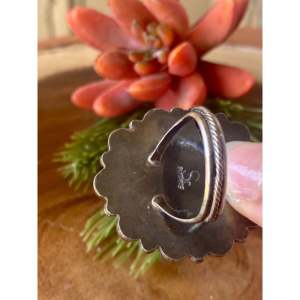 Navajo Sterling Silver Cluster <b>Ring</b> with <b>Lapis</b> and Mother of Pearl Size 10.5 - Product Image 5