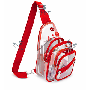 Sac bandoulière transparent Delta Sigma Theta en PVC, sac bandoulière transparent approuvé par la sécurité, sac à bandoulière réglable - Product Image 2