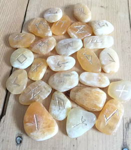 Juego de Runas de cristal de Calcita Naranja, piedra de energía Wicca Natural para adivinación e intuición, Meditación en protección, runas vikingas - Product Image 3