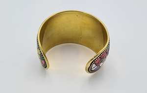 Brazalete Ancho de Diseño Floral, Hecho a Mano, 100% Latón Puro, Ajustable, Regalo para Mamá, Artesanía MS, Ms-wc-001 - Product Image 5