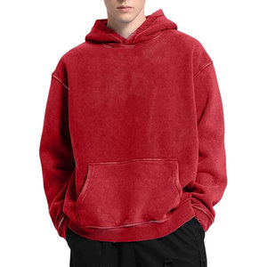 Personalizado poliéster/algodón ácido lavado de gran tamaño francés Terry peso pesado Vintage Unisex pulóver Sudadera con capucha bolsillo invierno Boxy piedra - Product Image 1