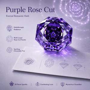 Jeulia Until Death Purple Rose Cut Hexagon Bat Wing Fashion <b>Ring</b> <b>Set</b> - Product Image 6