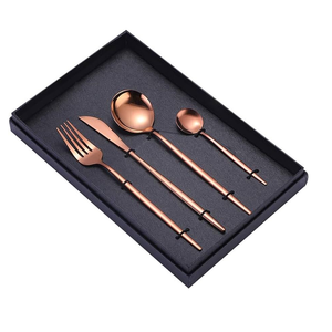 Cubiertos de latón Juego de cubiertos de 4 Cajas de Regalo disponibles Mango azul cielo Juego de cubiertos de acero espejado Tenedor Cuchillo Cuchara Uso en hoteles - Product Image 5