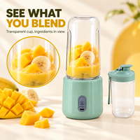 Blender Elektrik Mini 420 Mililiter, Mixer Buah Isi Ulang dengan Fungsi Pembersihan Otomatis untuk Rumah dan Perjalanan