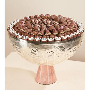 Cuenco de chocolate de Metal redondo de primera calidad, diseño clásico, cuenco para servir dulces, soporte para postres para decoración del hogar o decoración de mesa de comedor - Product Image 4