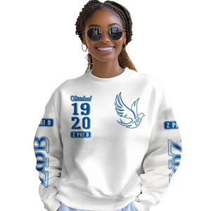 Sudadera de Cuello Redondo de Felpa Azul de la Hermandad Zeta Phi Beta 1920 para Mujer, Top Bordado con Letras Griegas - Product Image 4