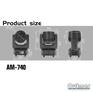 Outmar 740ตาผึ้งขนาดเล็ก7*40วัตต์ซูมได้ไฟแอลอีดีขยับหัวได้ RGBW 4In1 - Product Image 6