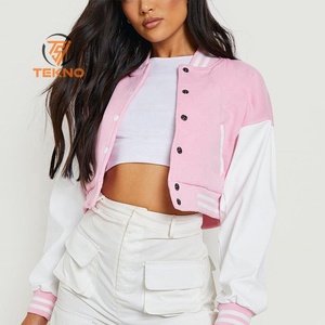 New High Quality <b>Women's</b> Crop Varsity <b>Jacket</b> Customizable Winter Top with Cotton Filling Hot Selling at Reasonable Rate - Product Image 6