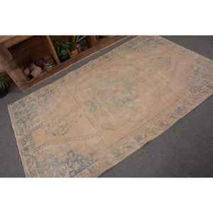 Vintage 4.5 X 7.1ft tapis turc Beige bleu classique grande surface Rectangle motif abstrait laine Latex pour couloir chambre décor - Product Image 5