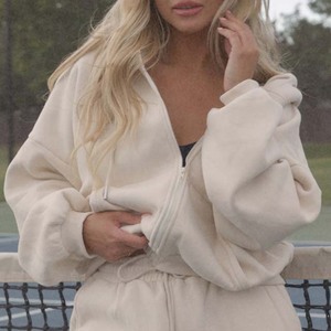 Sweat-shirts avec capuche Logo OEM personnalisé Sweat à capuche surdimensionné en polaire et polyester Sweat à capuche décontracté style Wouk Y2k pour femmes avec fermeture éclair - Product Image 6